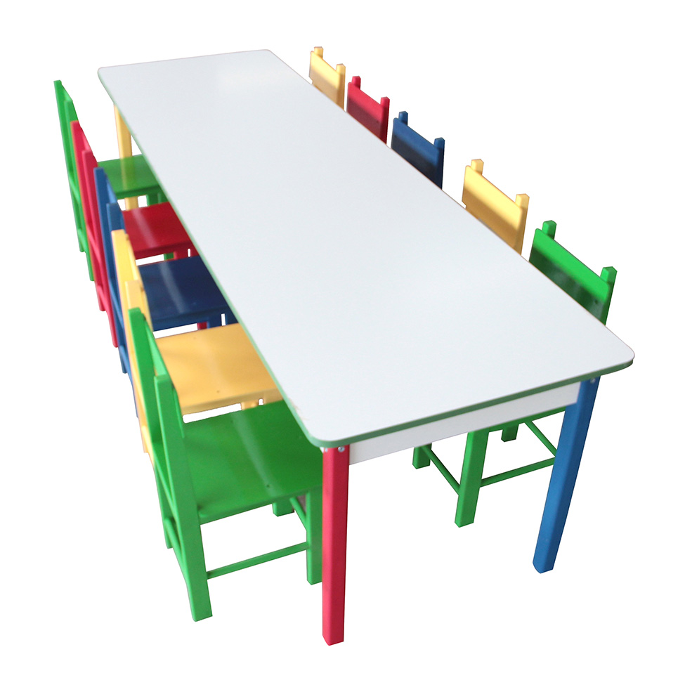 Conjunto de Mesa Retangular com 10 Cadeiras Jah Colorido