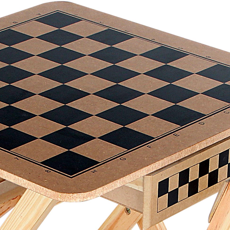Mesa Xadrez com Gaveta e 2 Cadeiras