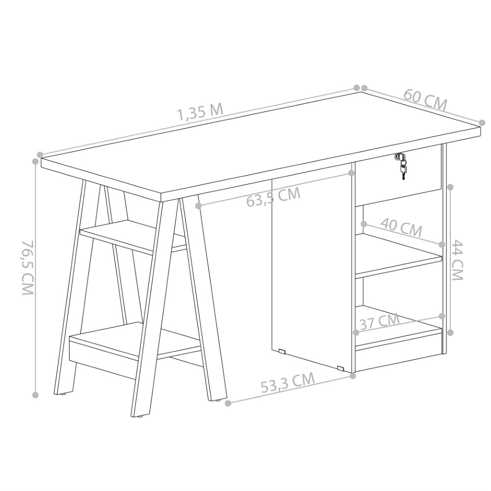Mesa De Computador Pote Off White e Canela
