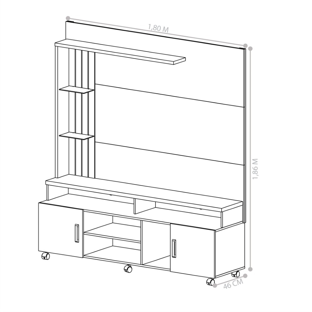 Painel e Rack para TV Tiane Off White e Canela