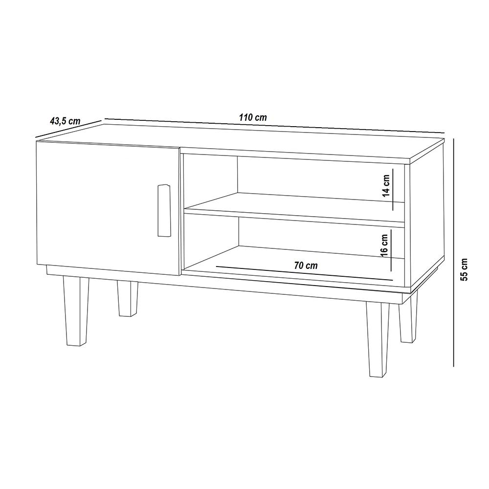 Rack com 1 Porta Elche Preto Naturale