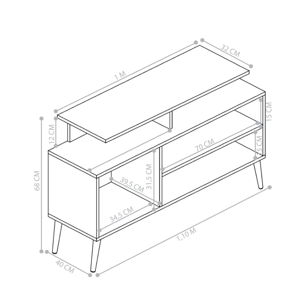 Rack para TV Brado Preto e Canela