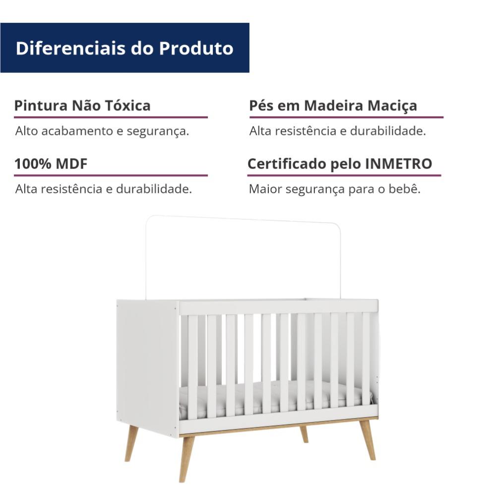 Berço Americano 3 em 1 Retrô Branco Fosco