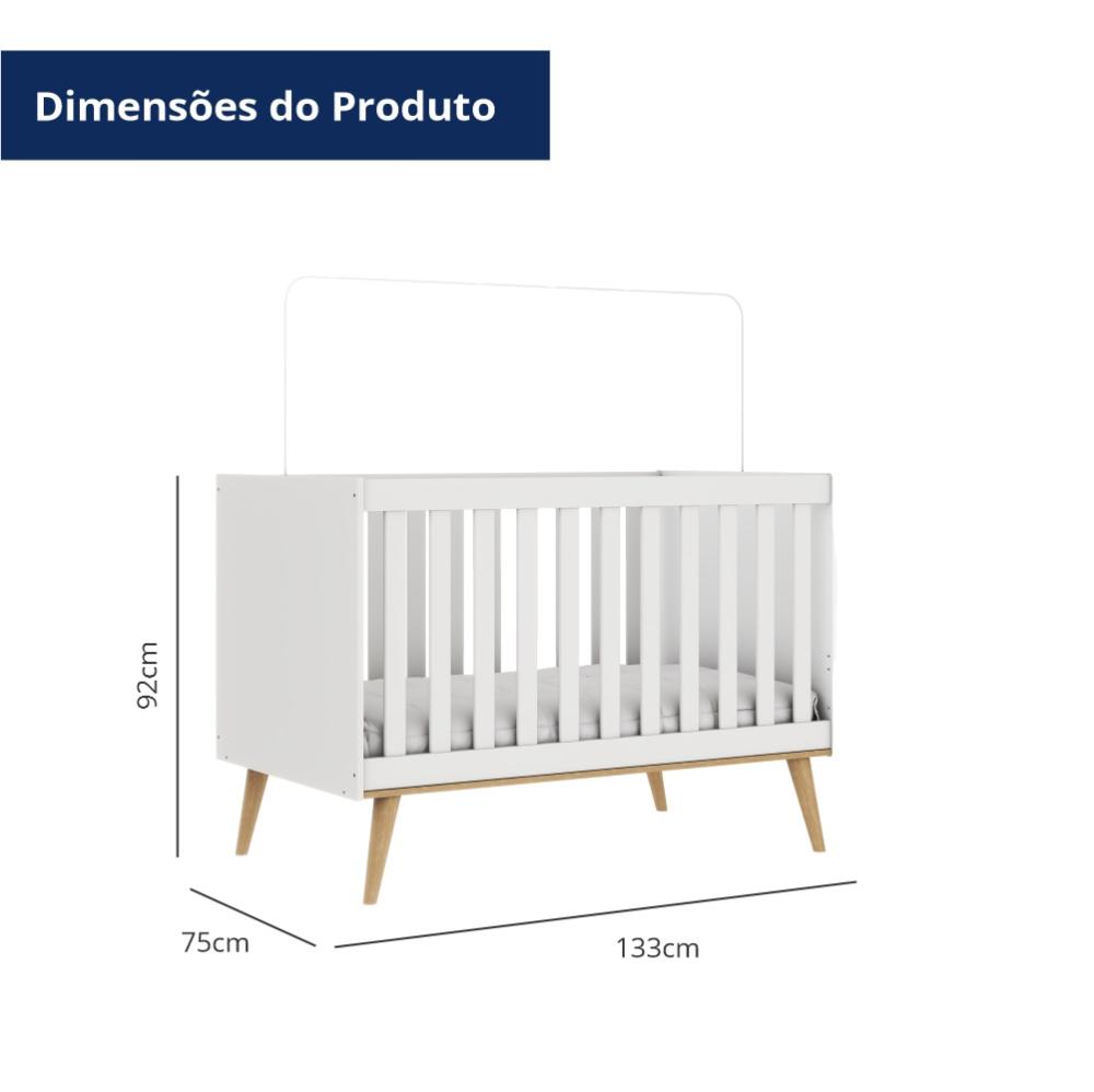Berço Americano 3 em 1 Retrô Branco Fosco