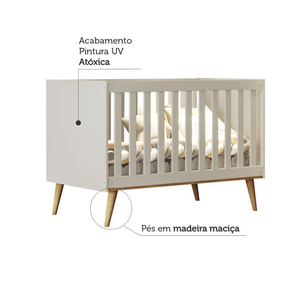 Berço Americano 3 em 1 Retro Ludmila Off White com Bétula Carolina Baby