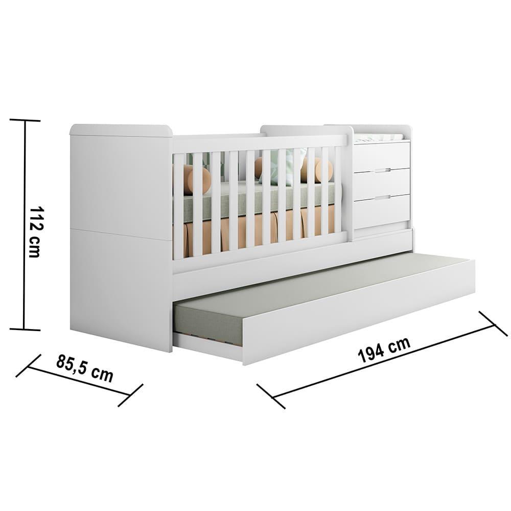 Berço Multifuncional Americano Cléo Branco Fosco Carolina Baby
