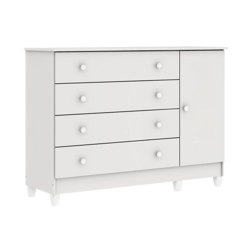 Cômoda Infantil 4 Gavetas com Fraldário Taís Branco Carolina Baby