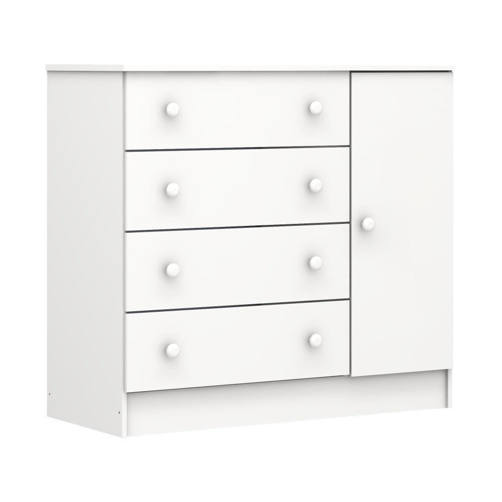 Cômoda Infantil 4 Gavetas com Porta Fraldário Lia Branco Carolina Baby