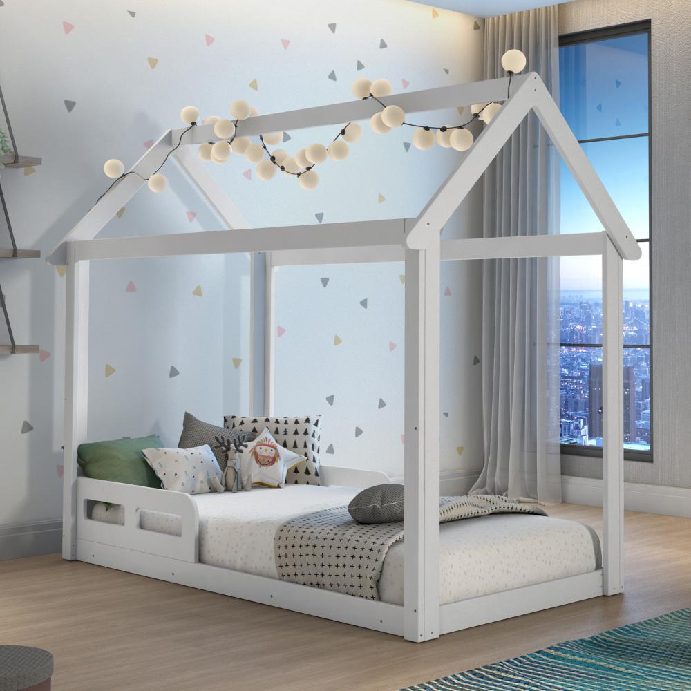 Cama Casinha Montessoriano Infantil Analu Branco Fosco Carolina Baby
