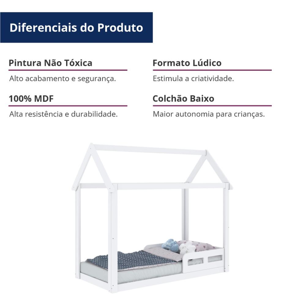 Cama Casinha Montessoriano Infantil Analu Branco Fosco Carolina Baby