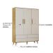 Guarda Roupa Infantil Retrô 3 Portas com Gavetas Off White com Betula Lorena  Carolina Baby