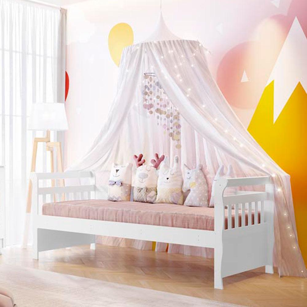 Quarto Infantil Ariel Completo Cama da Babá Júlia Guarda Roupa 3 Portas Cômoda Infantil 4 Gavetas com Porta Branco Carolina Baby