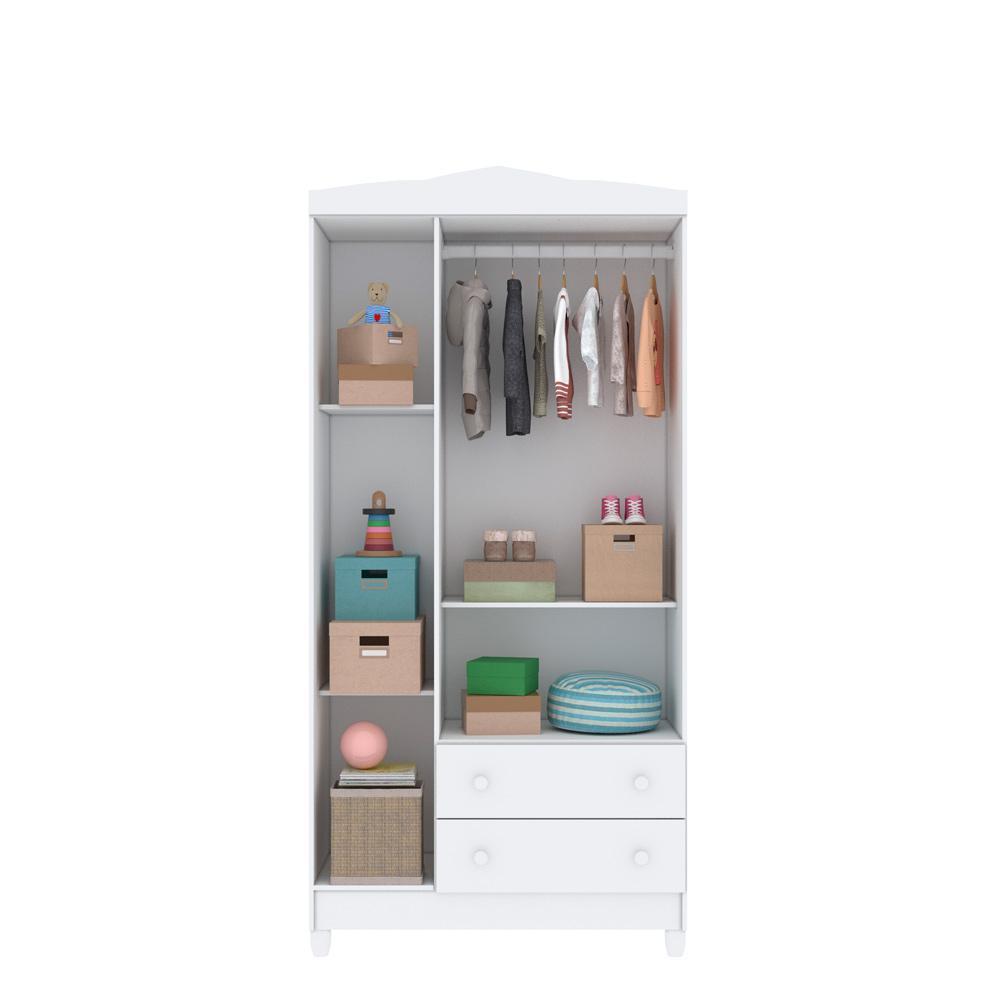 Quarto Infantil Ariel Completo Cama da Babá Júlia Guarda Roupa 3 Portas Cômoda Infantil 4 Gavetas com Porta Branco Carolina Baby
