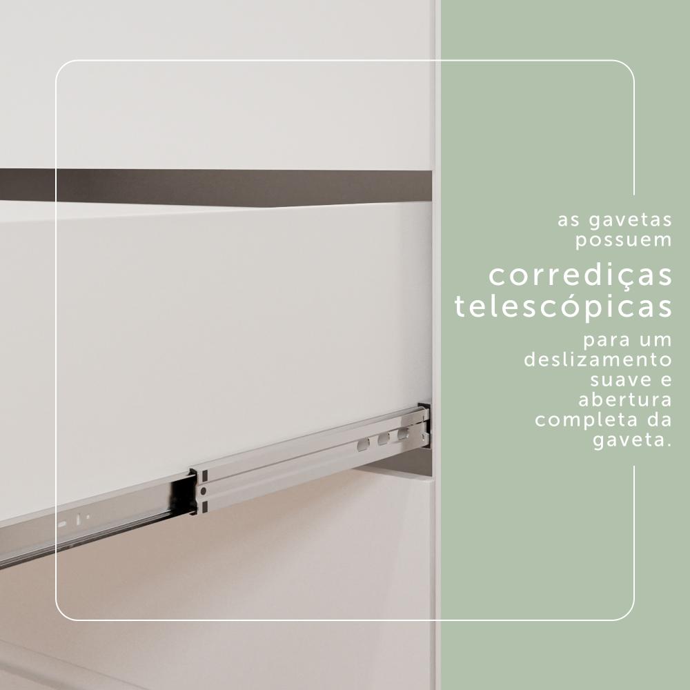 Quarto de Bebê Ariel Berço 3 em 1 Gabrielle Cômoda Infantil com Porta Branco Carolina Baby