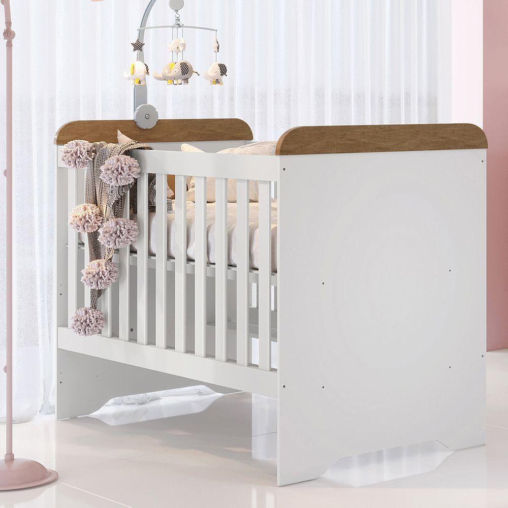 Quarto de Bebê Ariel Berço 3 em 1 Gabrielle Guarda Roupa Infantil 3 Portas Branco Amadeirado Carolina Baby