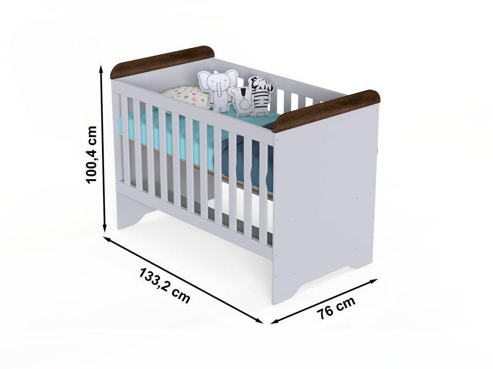 Quarto de Bebê Ariel Berço 3 em 1 Gabrielle Guarda Roupa Infantil 3 Portas Branco Amadeirado Carolina Baby
