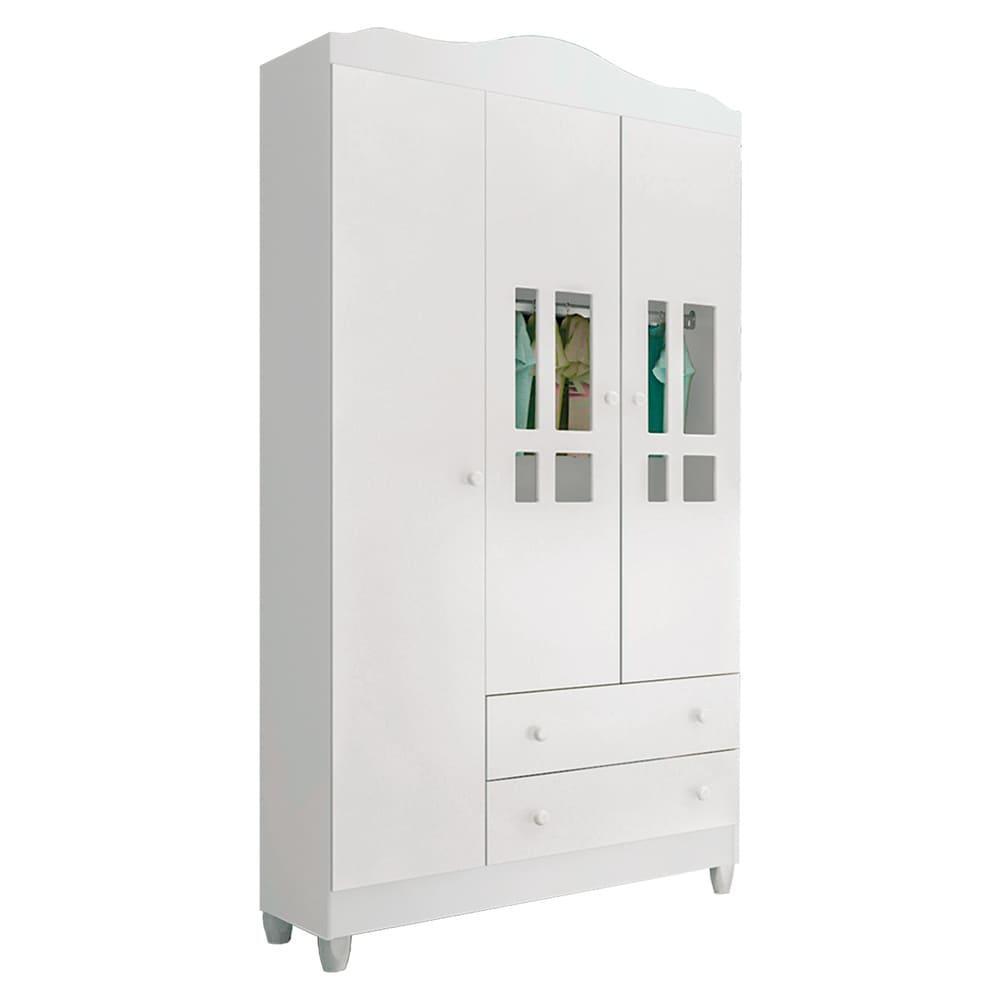 Quarto de Bebê Ariel Berço 3 em 1 Gabrielle Guarda Roupa Infantil Branco Carolina Baby