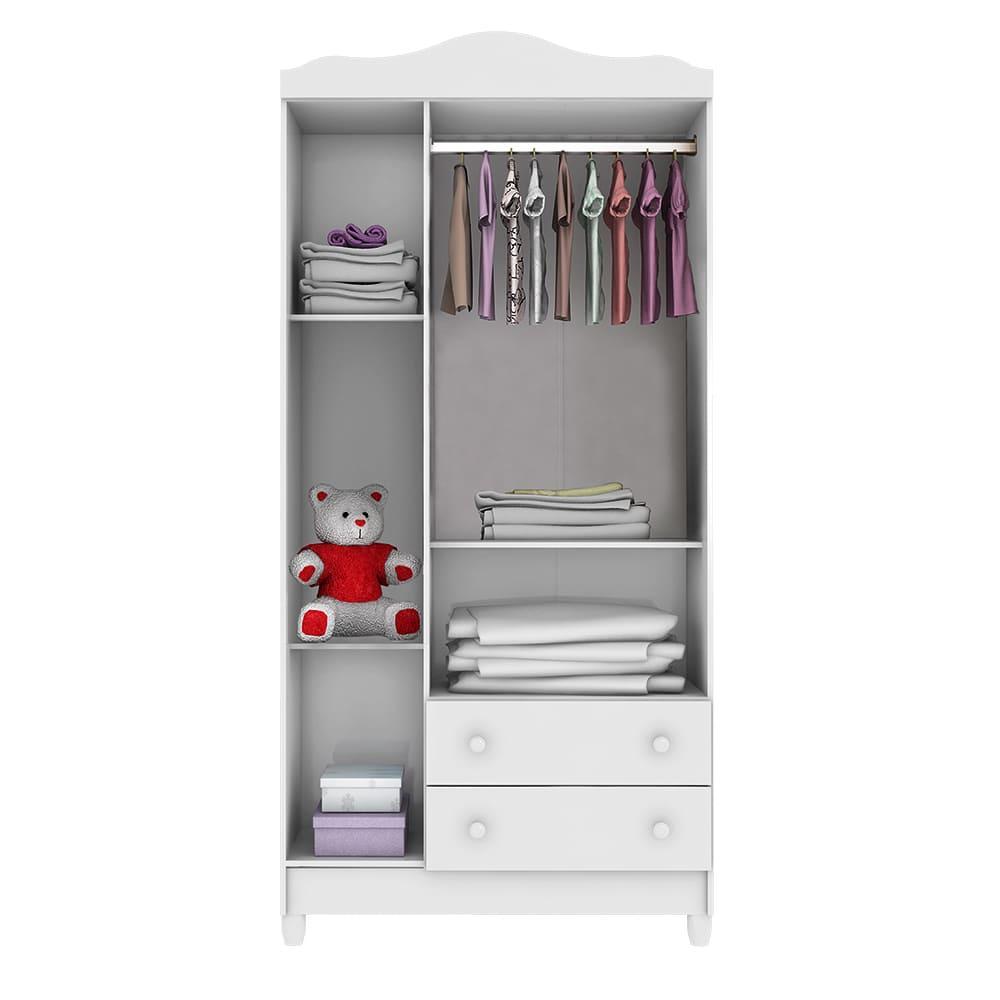 Quarto de Bebê Ariel Berço 3 em 1 Gabrielle Guarda Roupa Infantil Branco Carolina Baby
