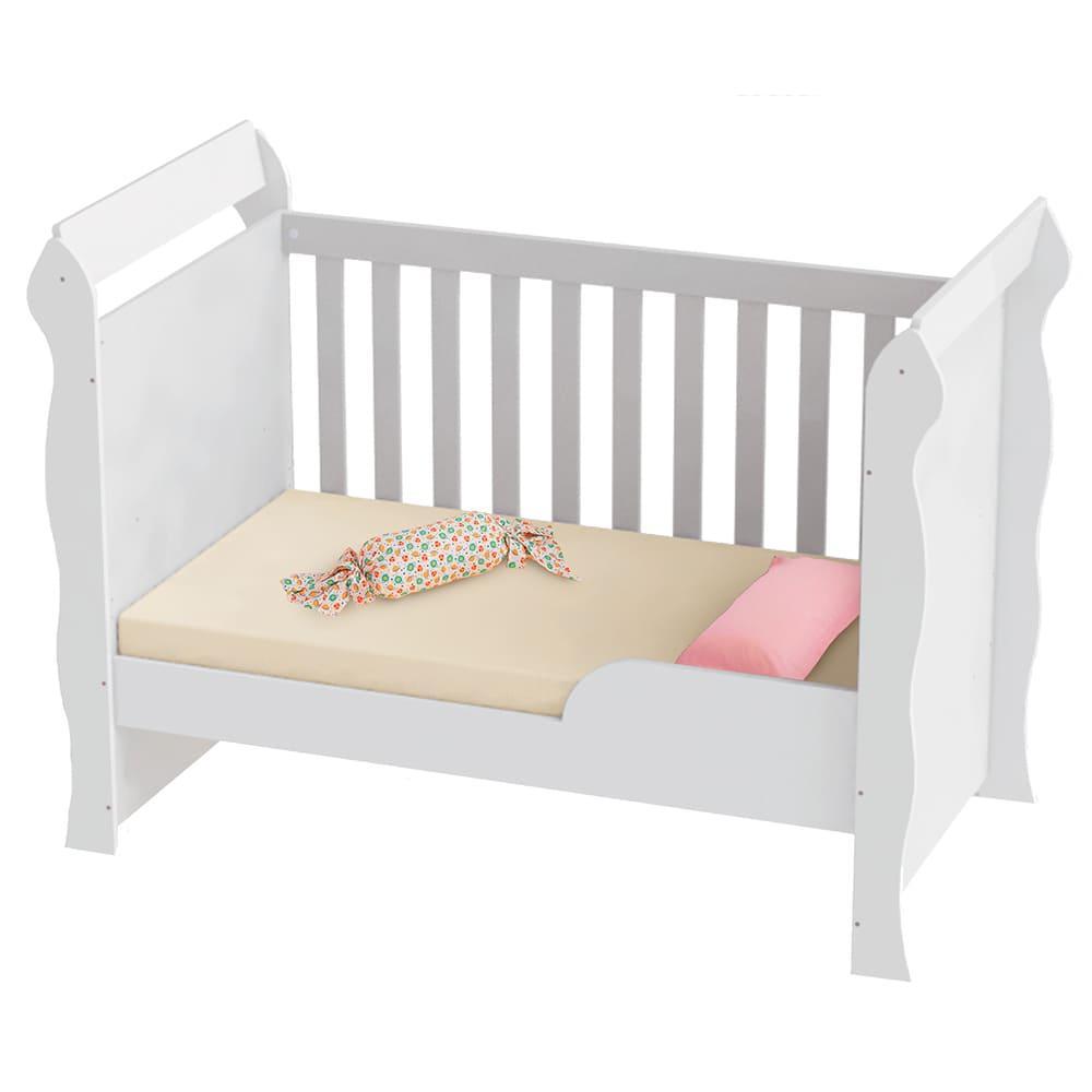 Quarto de Bebê Ariel Berço Mini Cama Mirelle Cômoda Infantil com Porta Branco Carolina Baby