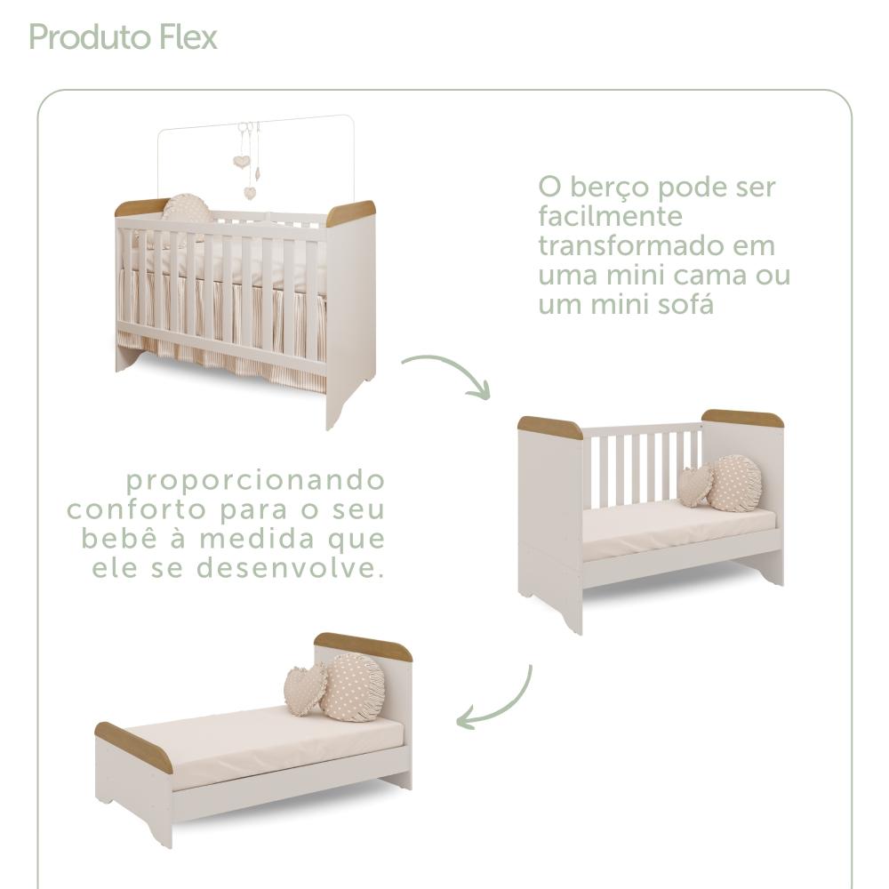 Quarto de Bebê Ariel Completo Berço 3 em 1 Gabrielle Guarda Roupa 4 Portas Cômoda Infantil Branco com Bétula Carolina Baby