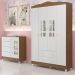 Quarto de Bebê Ariel Guarda Roupa 4 Portas com Gavetas Cômoda Infantil 4 Gavetas com Porta Amadeirado Carolina Baby