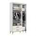 Quarto de Bebê Berço 3 em 1 Cômoda Gaveteiro Guarda Roupa Retrô 3 Portas com Gavetas Branco com Bétula Carolina Baby