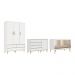 Quarto de Bebê Berço 3 em 1 Cômoda Infantil 4 Gavetas com Porta Guarda Roupa Branco Carolina Baby