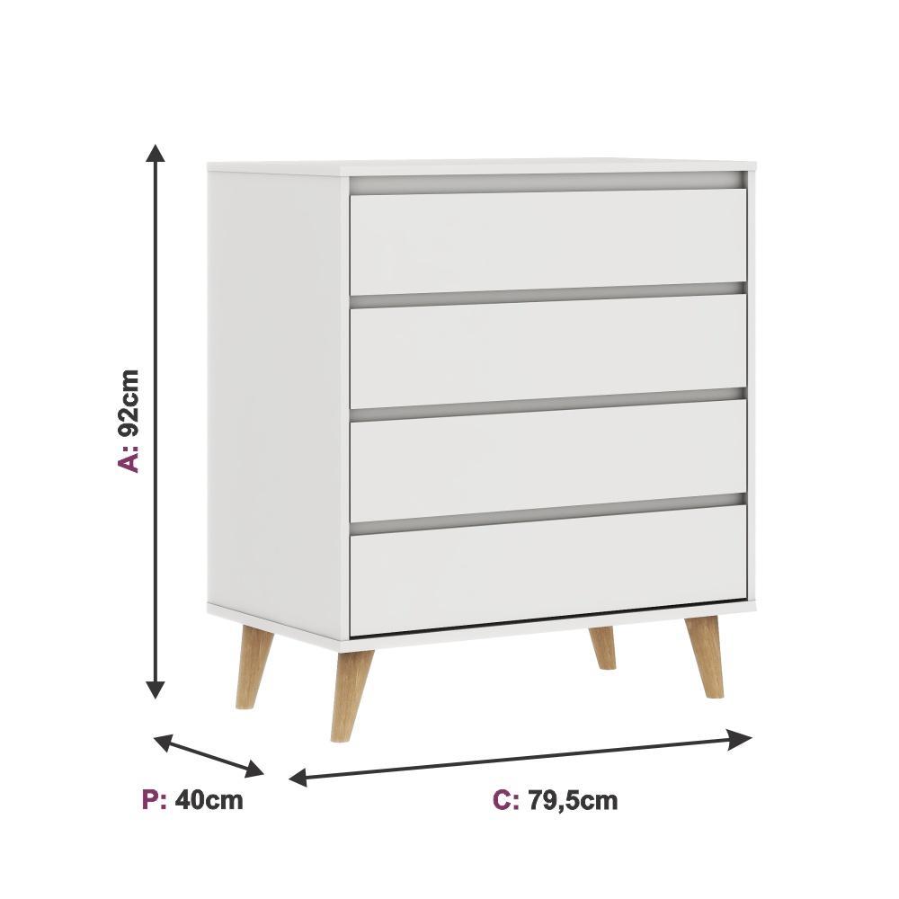 Quarto de Bebê Berço 3 em 1 Ligia Cômoda Infantil Gaveteiro Lorena Branco Carolina Baby