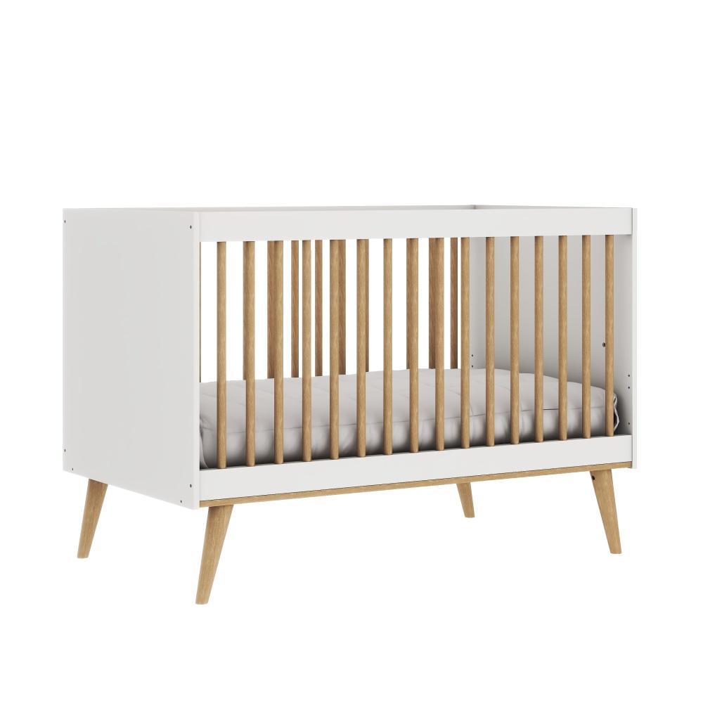 Quarto de Bebê Berço 3 em 1 Ligia Cômoda Infantil Gaveteiro Lorena Branco Carolina Baby