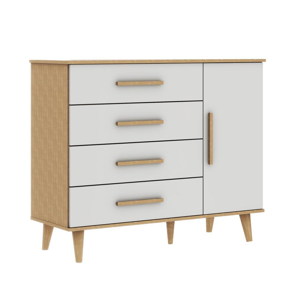 Quarto de Bebê Berço 3 em 1 Retrô Ligia Cômoda com Fraldário Ludmila Off White Carolina Baby