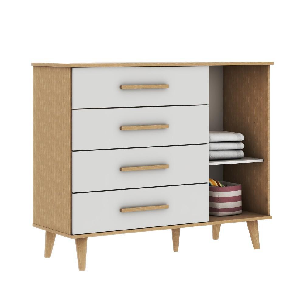 Quarto de Bebê Berço 3 em 1 Retrô Ligia Cômoda com Fraldário Ludmila Off White Carolina Baby
