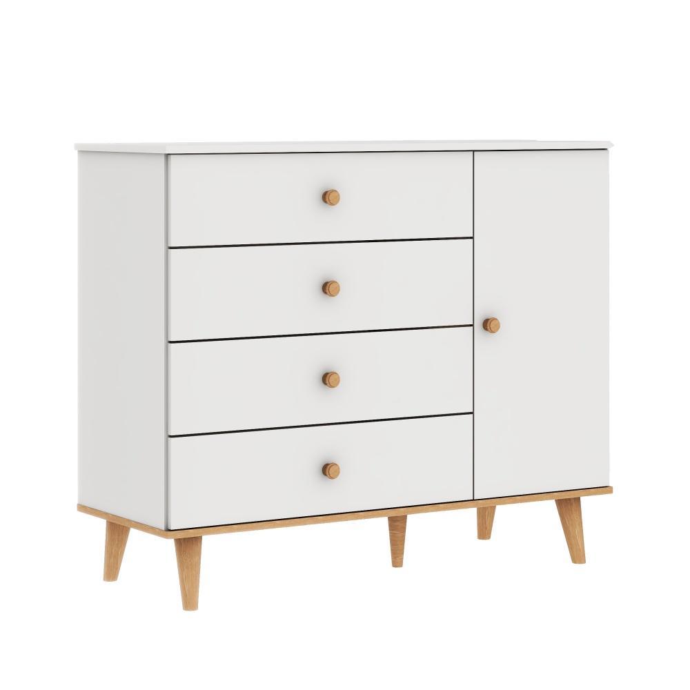Quarto de Bebê Berço 3 em 1 Retrô Ludmila Cômoda com Fraldário Ligia Branco Carolina Baby
