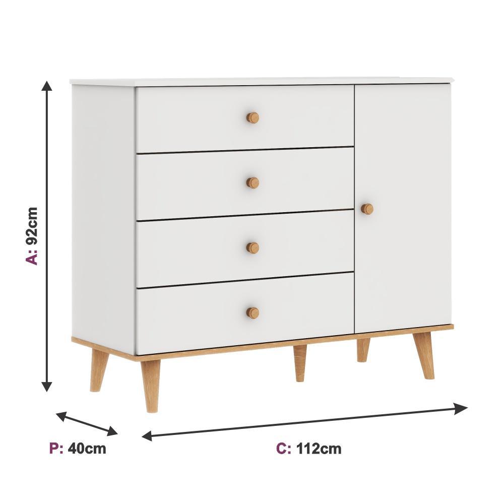 Quarto de Bebê Berço 3 em 1 Retrô Ludmila Cômoda com Fraldário Ligia Branco Carolina Baby