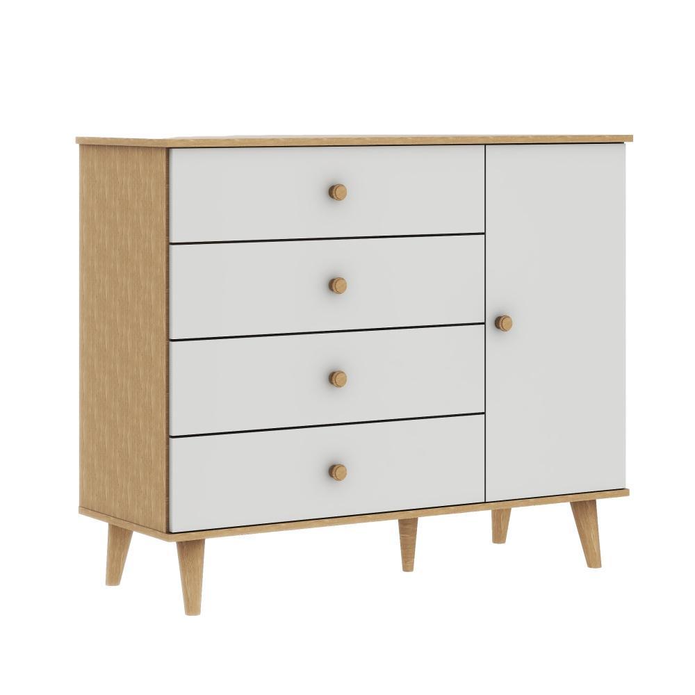 Quarto de Bebê Berço 3 em 1 Retrô Ludmila Cômoda com Fraldário Ligia Off White Carolina Baby