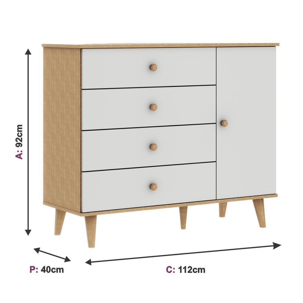 Quarto de Bebê Berço 3 em 1 Retrô Ludmila Cômoda com Fraldário Ligia Off White Carolina Baby