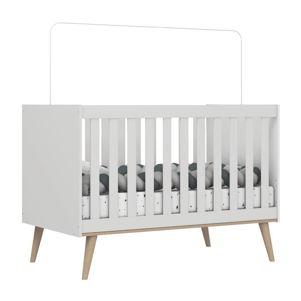Quarto de Bebê Berço 3 em 1 Retrô Ludmila Cômoda com Fraldário Ligia Off White Carolina Baby