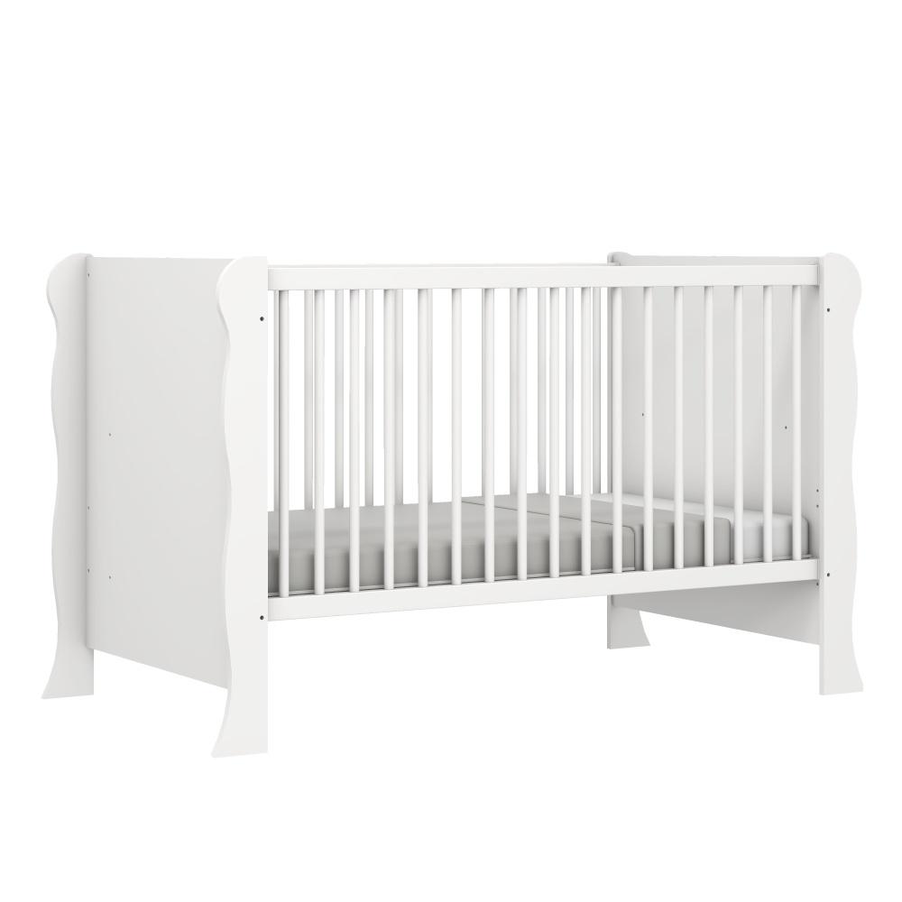 Quarto de Bebê Berço Mini Cama Raissa Cômoda Infantil 3 Gavetas com Fraldário Bianca Branco Carolina Baby