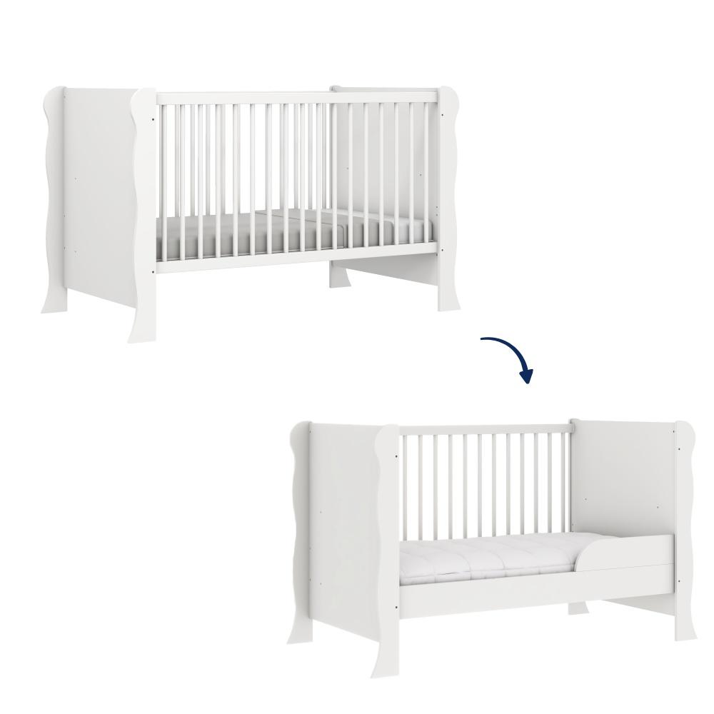 Quarto de Bebê Berço Mini Cama Raissa Cômoda Infantil 3 Gavetas com Fraldário Bianca Branco Carolina Baby