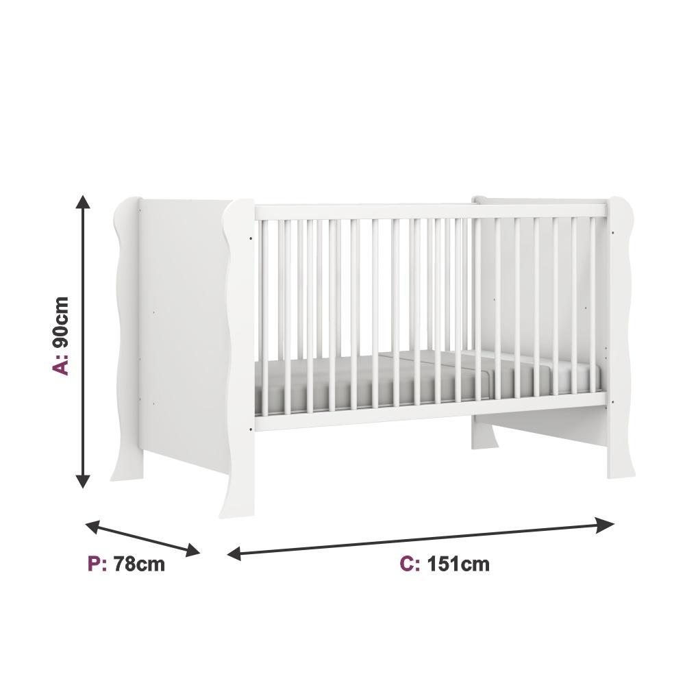 Quarto de Bebê Berço Mini Cama Raissa Cômoda Infantil 3 Gavetas com Fraldário Bianca Branco Carolina Baby