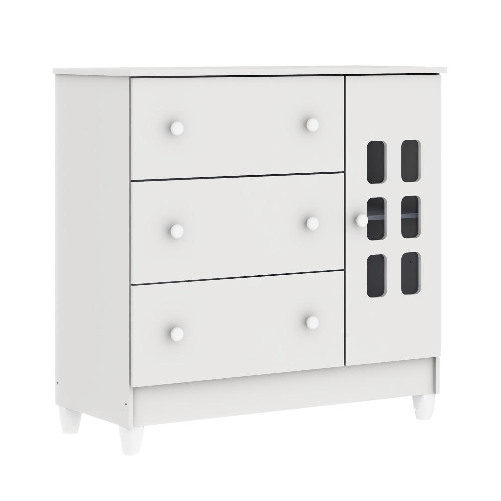 Quarto de Bebê Berço Mini Cama Raissa Cômoda Infantil 3 Gavetas com Fraldário Bianca Branco Carolina Baby