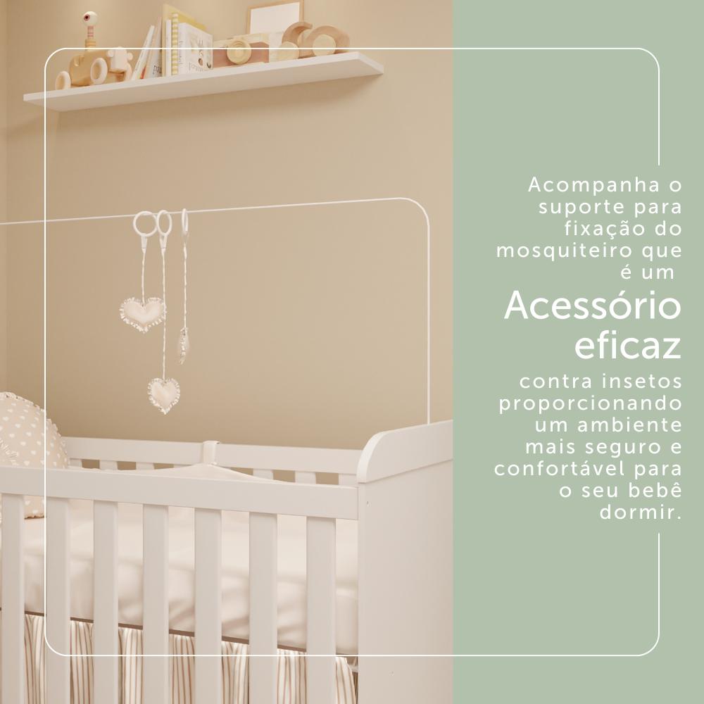 Quarto de Bebê Completo Berço 3 em 1 Gabrielle Guarda Roupa 4 Portas Cômoda Infantil com Porta Branco Carolina Baby