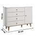 Quarto de Bebê Completo Lígia Retrô Berço 3 em 1 com Grade de Madeira Guarda Roupa 3 Portas Cômoda Infantil 4 Gavetas com Porta Branco Carolina Baby