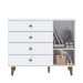Quarto de Bebê Completo Lígia Retrô Berço 3 em 1 com Grade de Madeira Guarda Roupa 3 Portas Cômoda Infantil 4 Gavetas com Porta Branco Carolina Baby