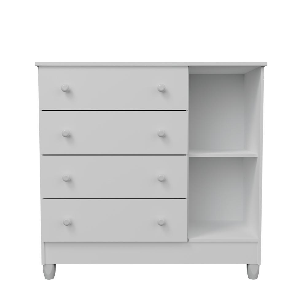 Quarto de Bebê Gabrielle Berço 3 em 1 Guarda Roupa 4 Portas Cômoda Infantil Branco Carolina Baby