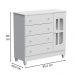 Quarto de Bebê Gabrielle Berço 3 em 1 Guarda Roupa 4 Portas Cômoda Infantil Branco Carolina Baby
