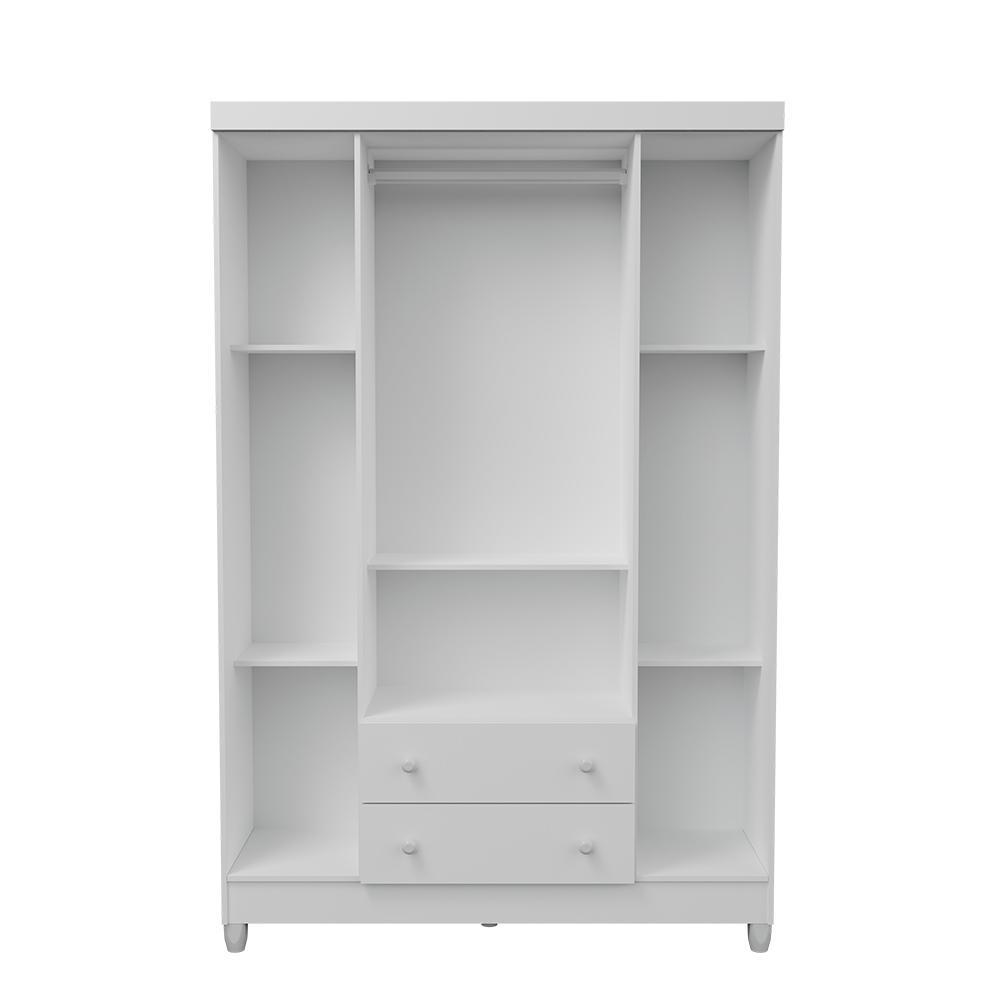 Quarto de Bebê Gabrielle Guarda Roupa 4 Portas com Gavetas Cômoda Infantil 4 Gavetas com Porta Branco Carolina Baby