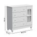 Quarto de Bebê Gabrielle Guarda Roupa 4 Portas com Gavetas Cômoda Infantil 4 Gavetas com Porta Branco Carolina Baby