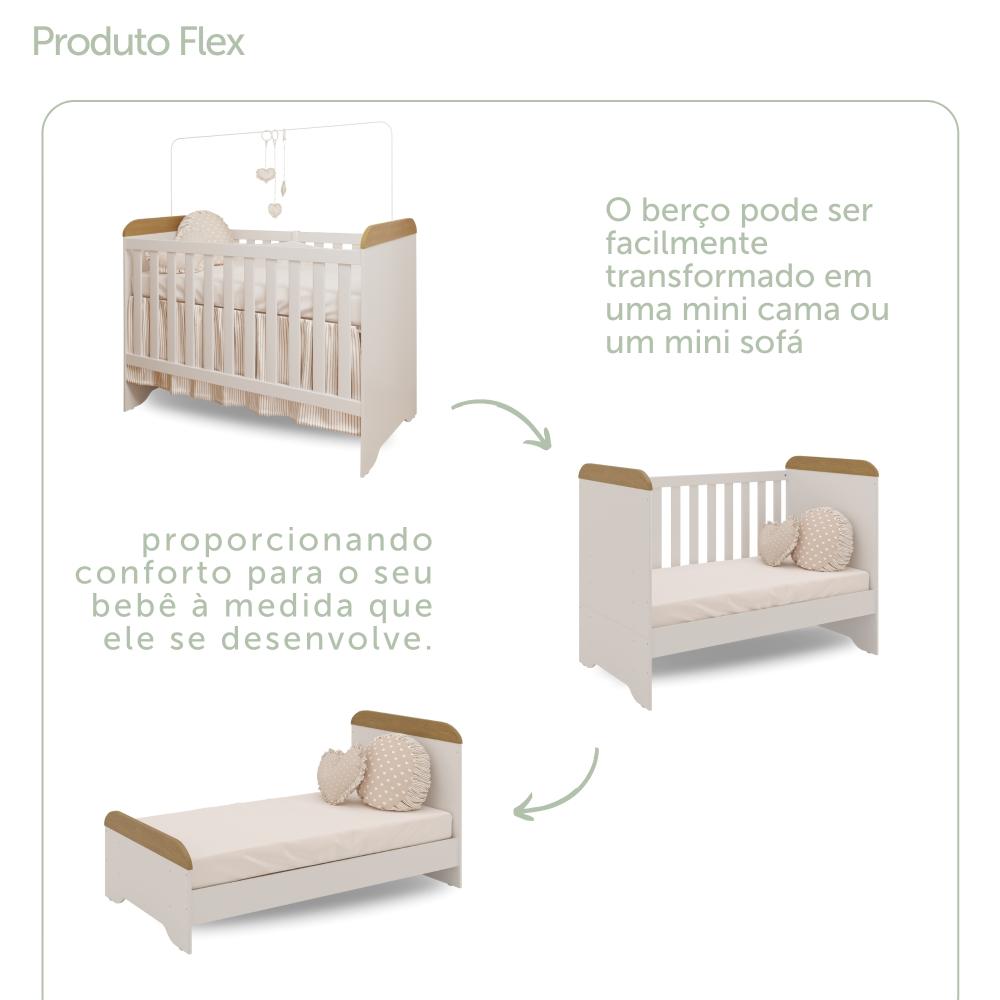 Quarto de Bebê Gran Selena Berço 3 em 1 Gabrielle Cômoda Infantil com Porta Amadeirado Carolina Baby