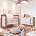 Quarto de Bebê Gran Selena Berço Mini Cama Mirelle Cômoda Infantil com Porta Branco Amadeirado Carolina Baby