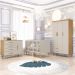 Quarto de Bebê Guarda Roupa 3 Portas com Gavetas Ludmila Cômoda 4 Gavetas com Fraldário Ludmila Berço 3 em 1 Ludmila Off White Carolina Baby